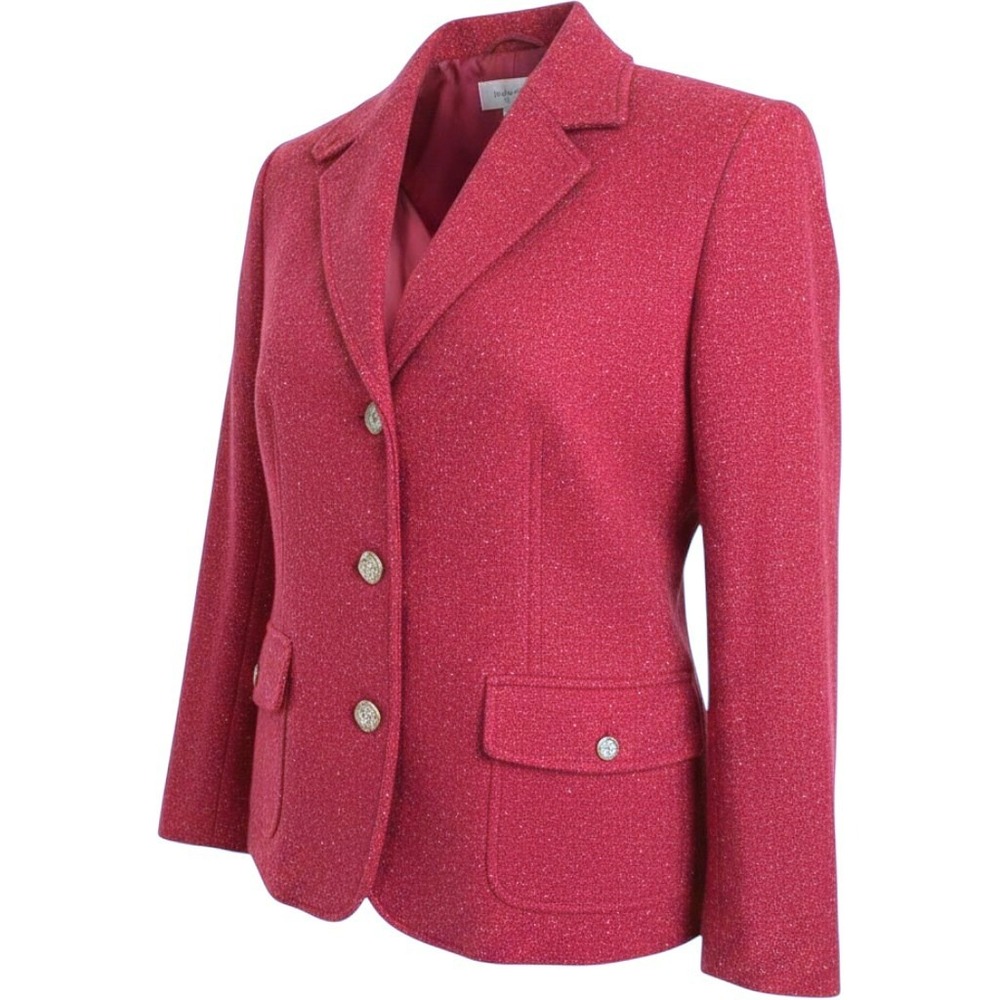 L.L. BEAN Women's berry red pink wool silk‎ blend blazer Size Small vintage EUC